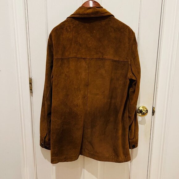 LL Bean Mens Brown Soft Leather Barn Hunting Chore Jacket Vintage Size L… - Picture 6 of 16